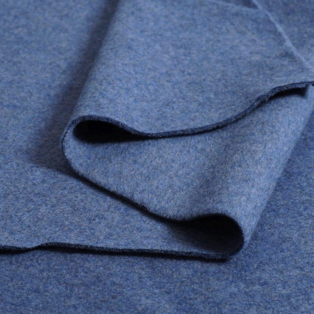 Baumwollfleece blau melange - BIO